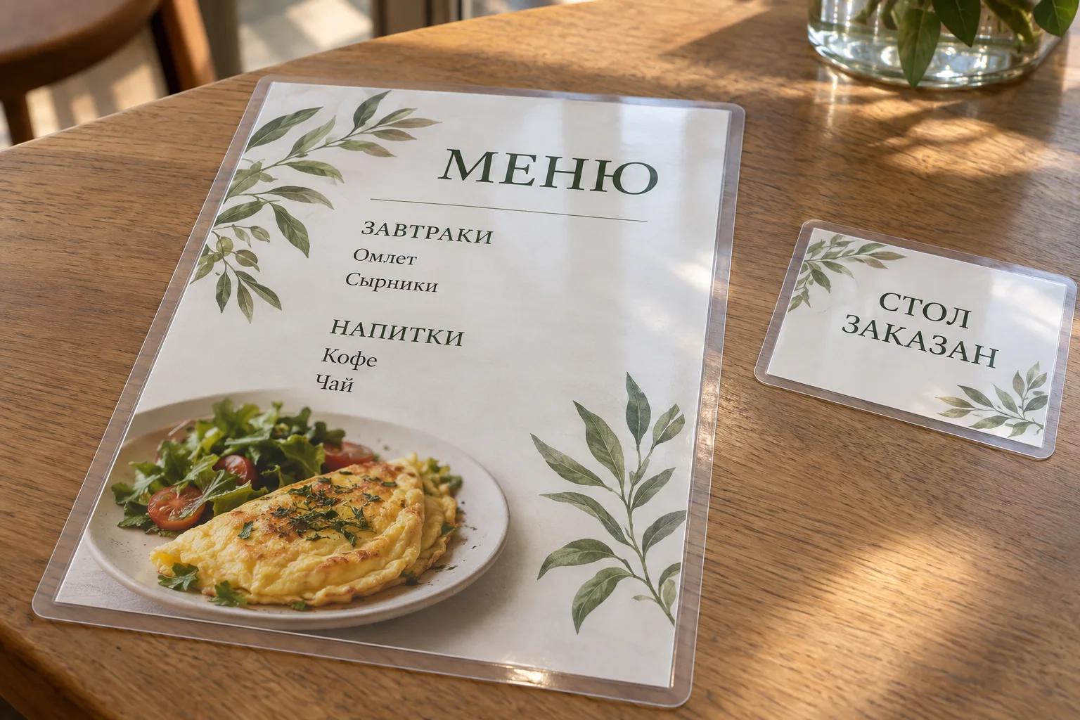 ПЕЧАТЬ32 — Ламинирование; Ламинированное меню и карточки с видимой прозрачной кромкой, образец смежной услуги, кадр 3, получение в Ростове-на-Дону, «Закладки»