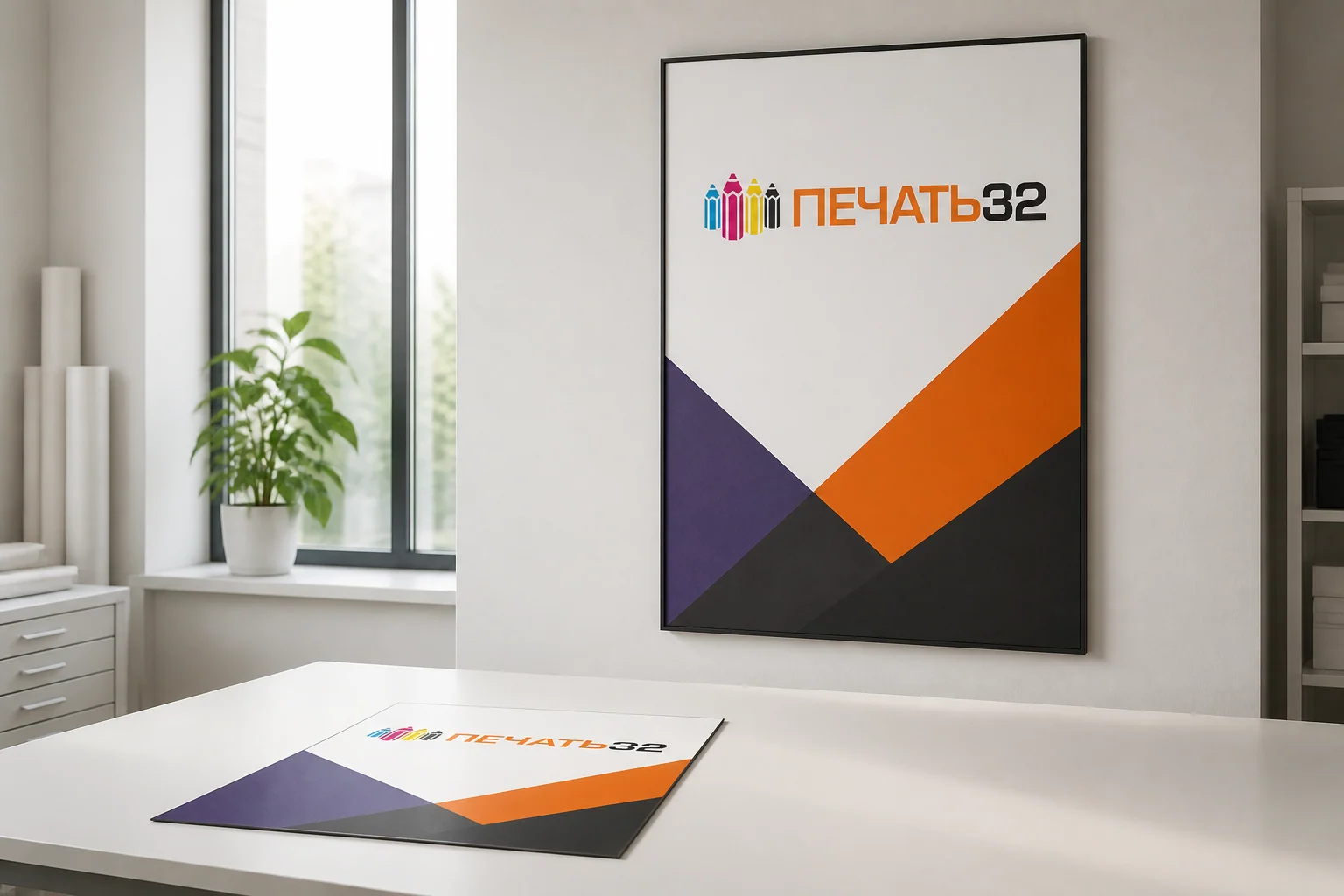 Большой постер с фирменной графикой ПЕЧАТЬ32; для заказа в Ростове-на-Дону